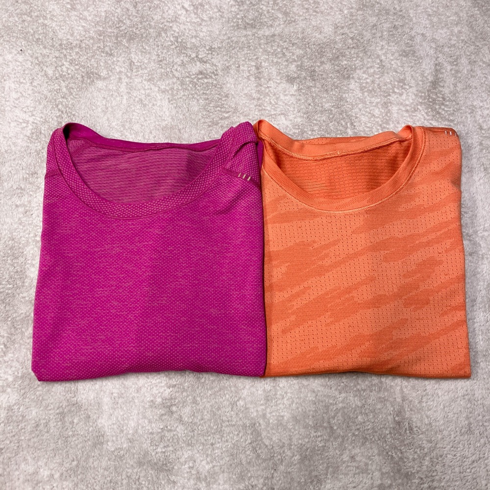 Lululemon Metal Vent Tech Short Sleeve Shirt Lot of 2 Pink Orange Camo Mens XL